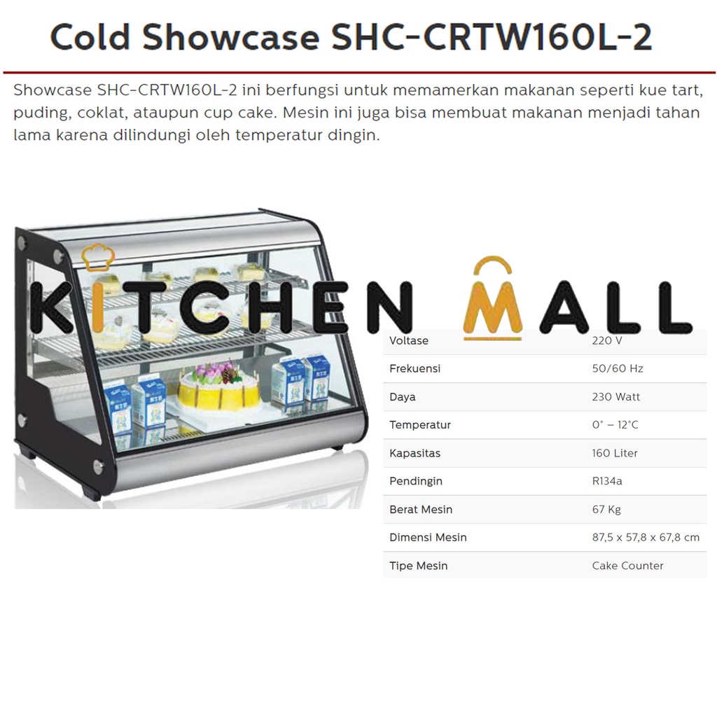 FOMAC SHC-CRTW160L-2 Rectangular Cake Showcase / Showcase Kue Persegi