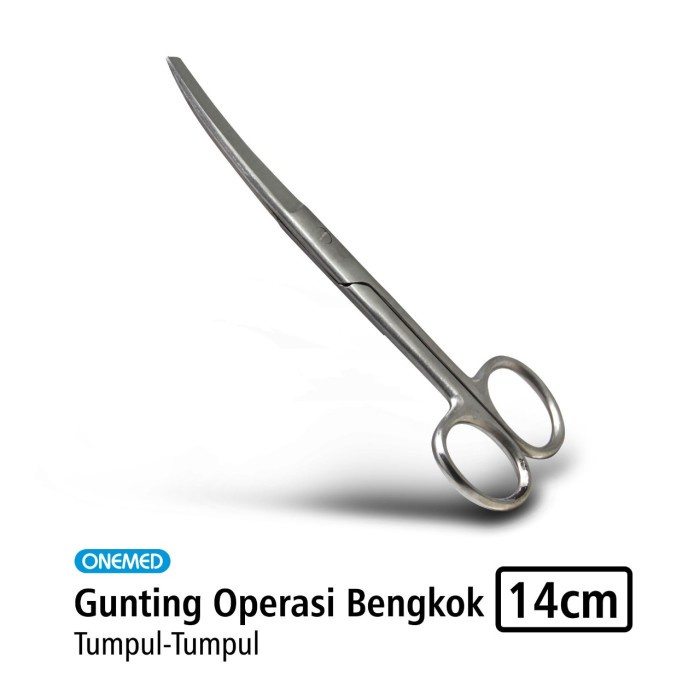 Gunting Operasi Bengkok 14cm Stainless Steel Tumpul-Tumpul OneMed OJ
