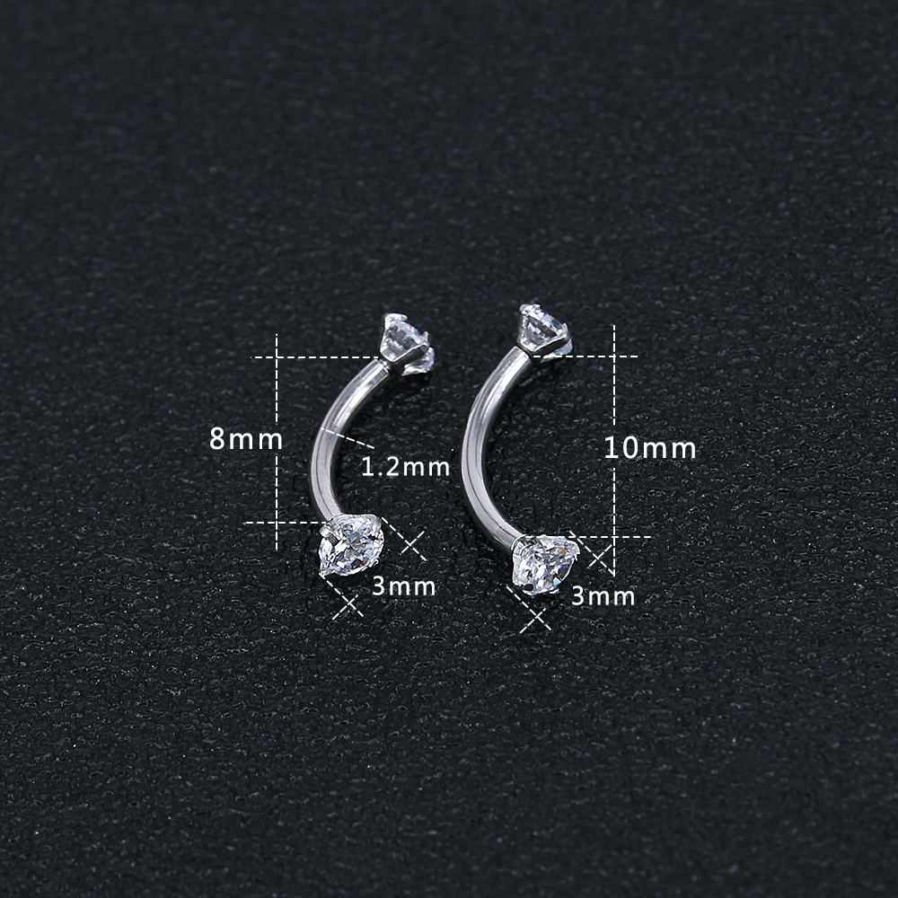 1 Pasang Anting Tindik Alis / Bibir / Telinga Bahan Stainless Steel Anti Alergi