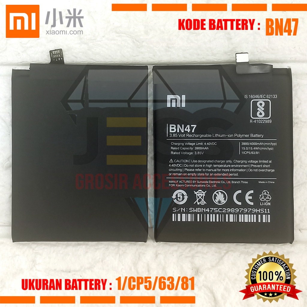 Baterai Battery Original Xiaomi BN47 For Tipe Redmi 6 Pro - Mi A2 Lite - Mi A2Lite - M1805D1SE - M1805D1SG - M1805D1ST - M1805D1SC