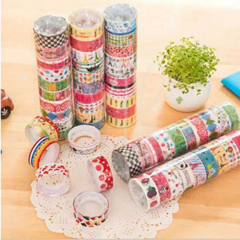 

[LOVATO.CO] 2 Rolls Random Washi Tape Deco Masking Tape Jurnal DIY Scrapbook