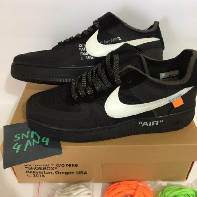 nike air force one off white black