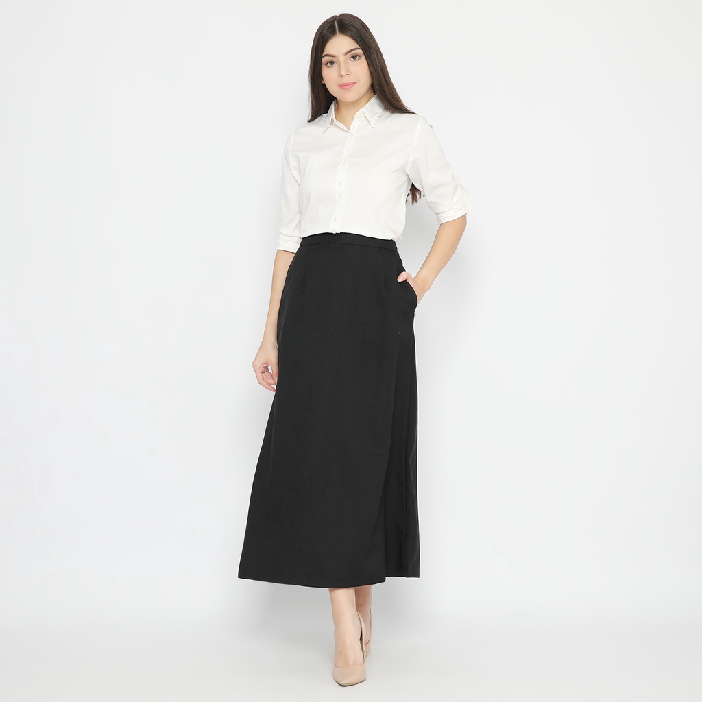 ROK KANTOR WANITA / ROK KERJA WANITA / ROK PANJANG HITAM / ROK BAHAN HITAM / ROK MAGANG HITAM / ROK WANITA HITAM / ROK BAHAN FORMAL WANITA / ROK PKL / ROK PANJANG MURAH - HITAM / PUTIH