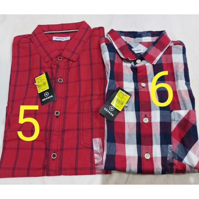 TERM PRIA NEVADA-LENGAN KEMEJA FLANEL PENDEK KOTAK-KOTAK KEMEJA S M L- XS21S231