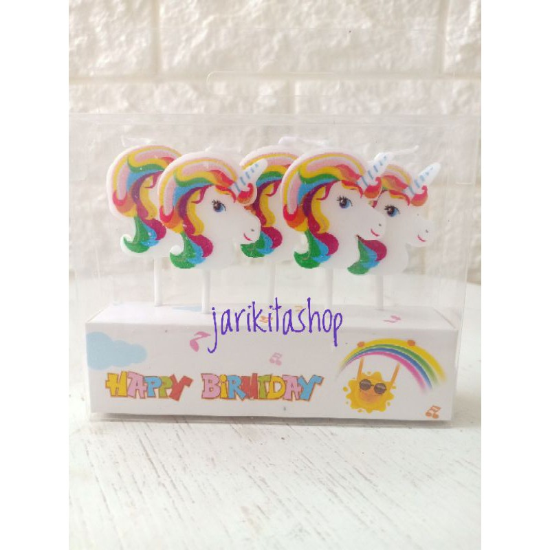 SET LILIN KARAKTER UNICORN PEGASUS KUDA TANDUK RAINBOW isi 5 pcs HIASAN KUE ULANG TAHUN KOLEKSI