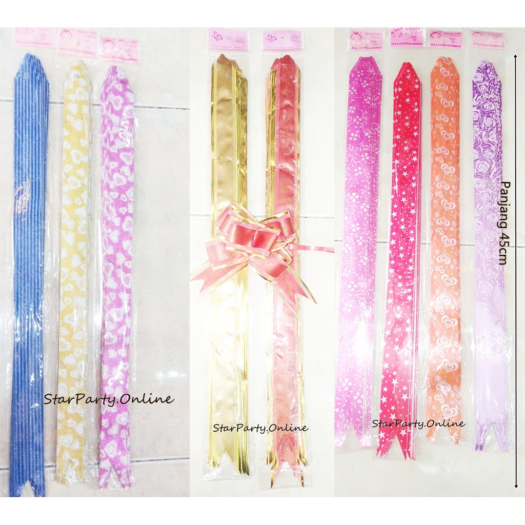 Pita Serut Harga per 10 pcs 30mm / Transparant Gold/ Pita Serut 30 Bunga/Hologram