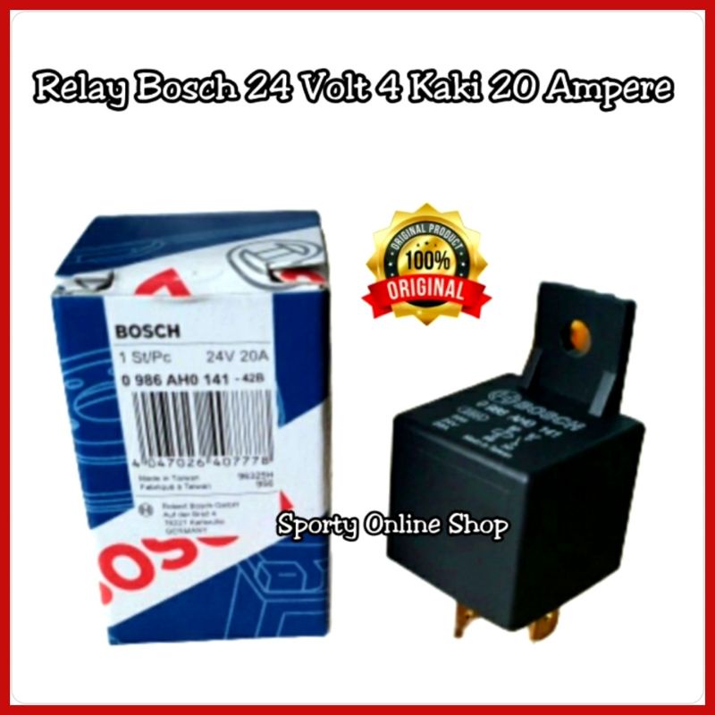 Relay Bosch 24 Volt 4 Kaki 20 Ampere Original