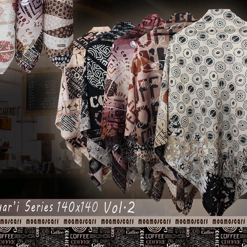 ● Jilbab Jumbo | Hijab Segi Empat Motif | Syar'i Scarf Voal Premium Coffee Series ➶