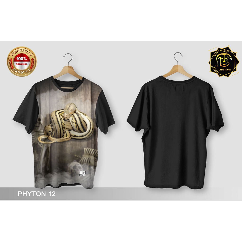 [ BAYAR DI TEMPAT ] BAJU PRINTING GAMBAR SNAKE PHYTON 12 RETIC TIGER  - KAOS DISTRO ORIGINAL MOTIF U