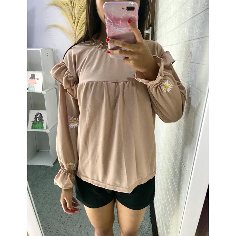 ilook | Ezra Daisy Blouse | Blouse Bordir Daisy | Bahan Creap - Fit to L-8