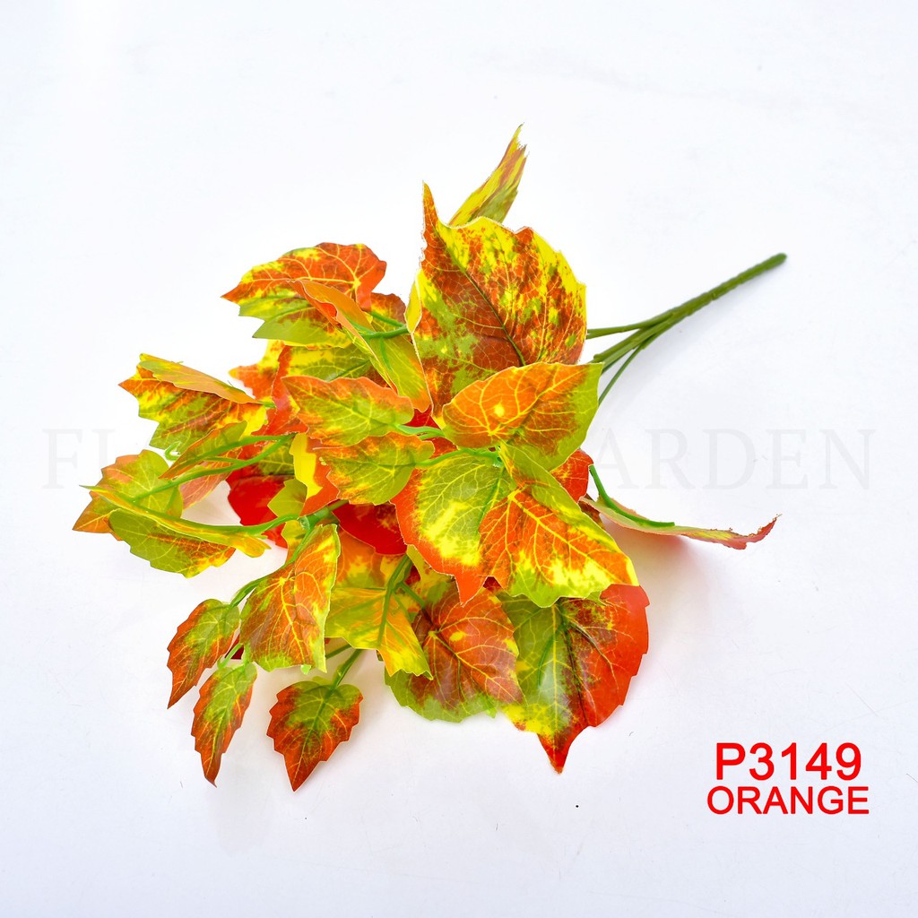 TIB DAUN KELADI BUNGA TANGKAI PLASTIK BUNGA ARTIFISIAL BUNGA TANGKAI BUNGA HIASAN P3149-ORANGE