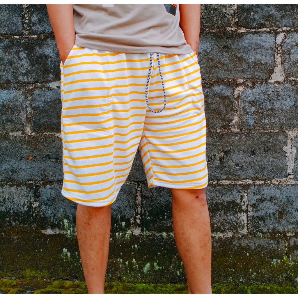 Celana Kolor Salur Pendek Unisex Pria Wanita Bahan Celana Kolor Salur Pendek Unisex Pria Wanita Bahan