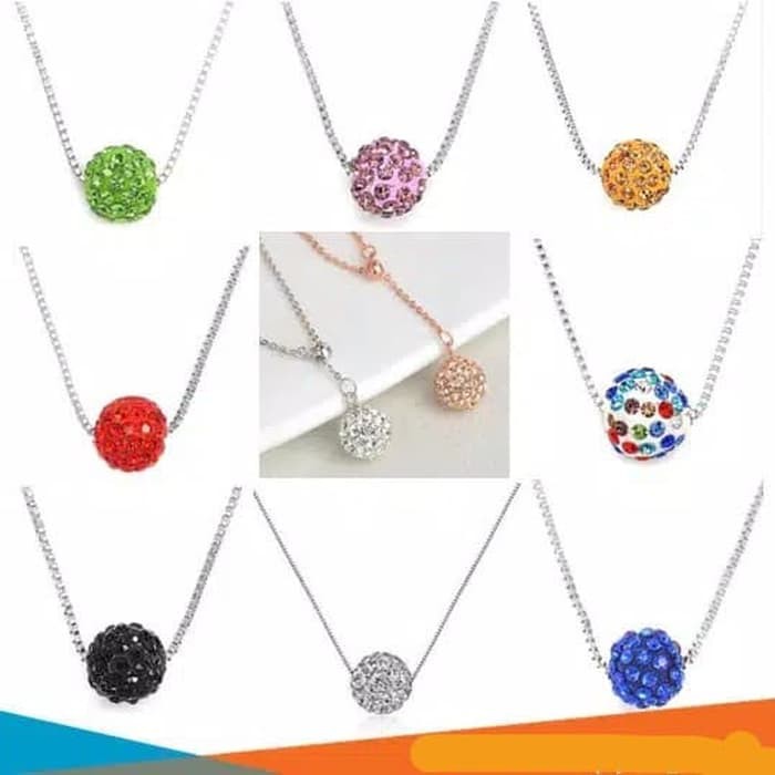 KALUNG LIONTIN WANITA / KALUNG STAINLESS CRYSTAL BOLA DIAMOND / KALUNG LIONTIN BOLA