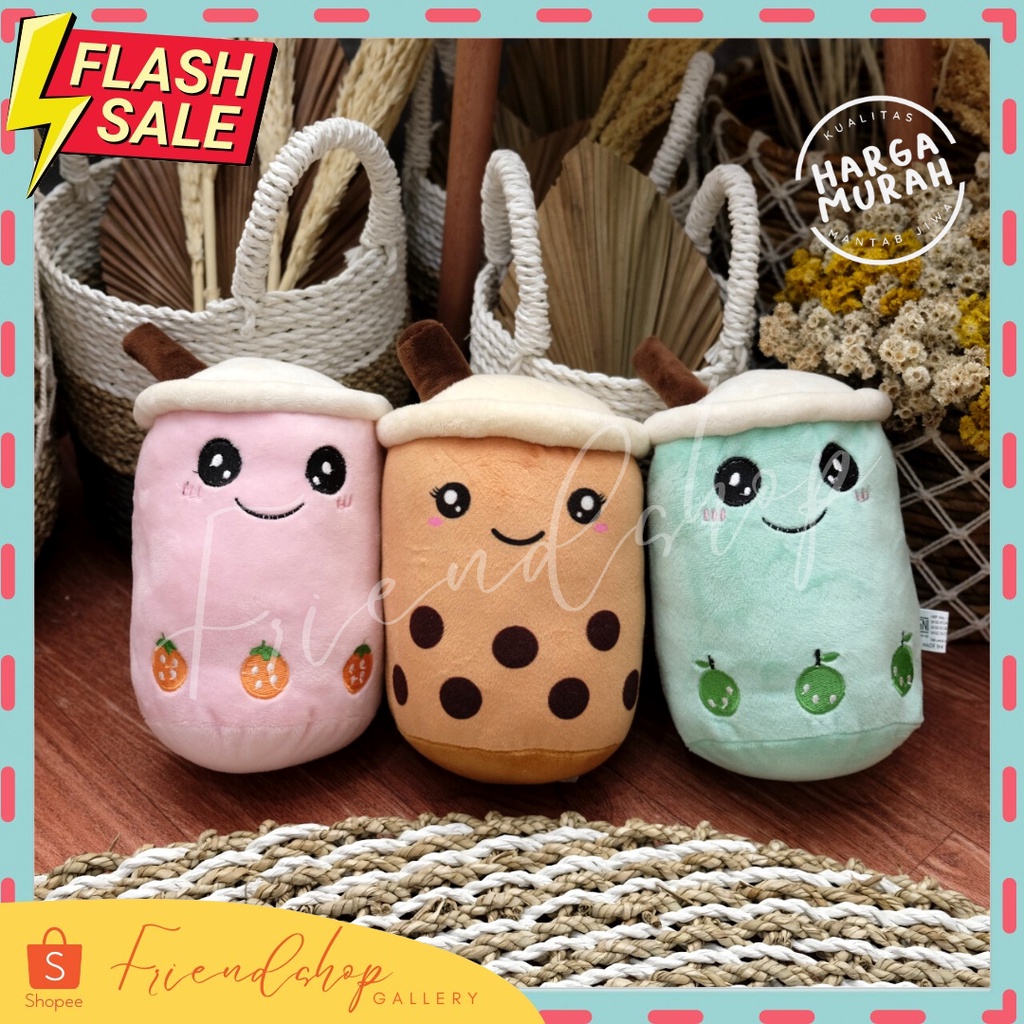 BONEKA BOBA BUBBLE MILK TEA BROWN SUGAR UKURAN KECIL 20X10CM
