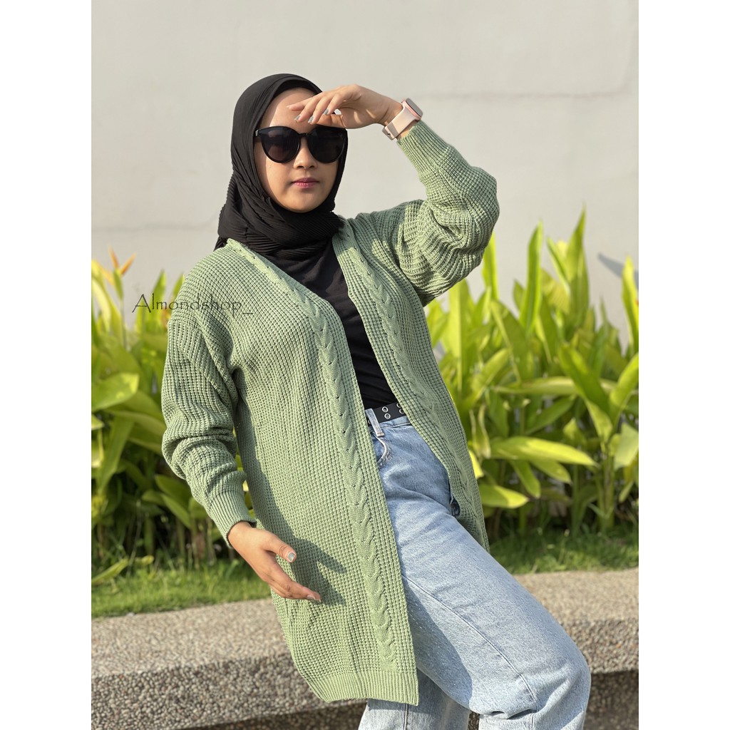 Loretta Cardi / Cardy Cable / Long Oversize Cardigan / Cardigan Wanita Premium