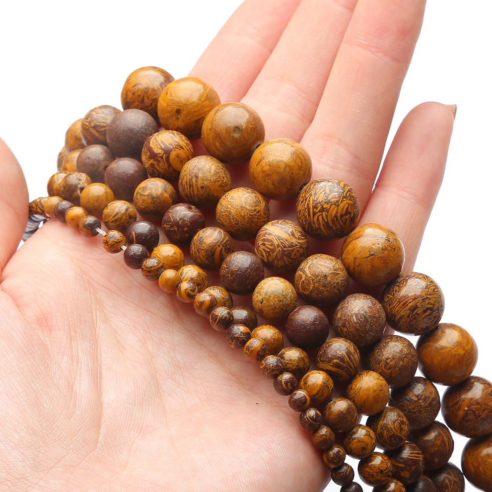 Hot Jual 32-89 pcs Natural Brown Rubber Stone Beads, Diameter 4/6/8/10/12mm, Diameter lubang sekitar 1mm, digunakan untuk Membuat Perhiasan DIY Strand