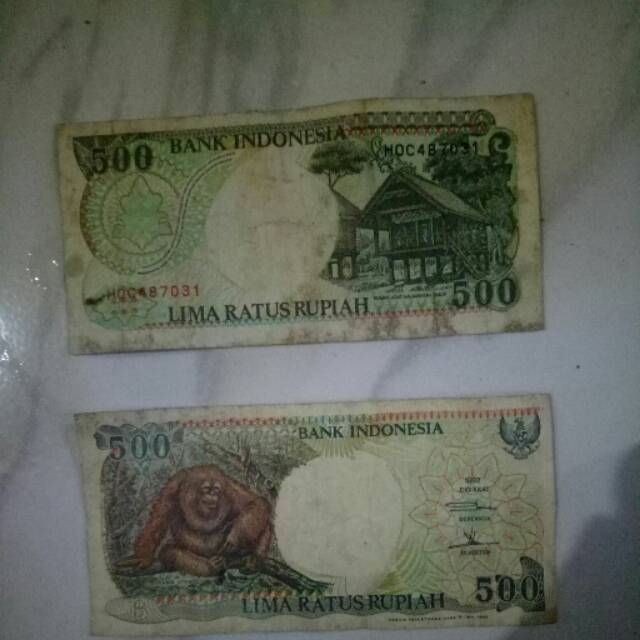 Uang lama Indonesia orang utan 500 rupiah thn 1992