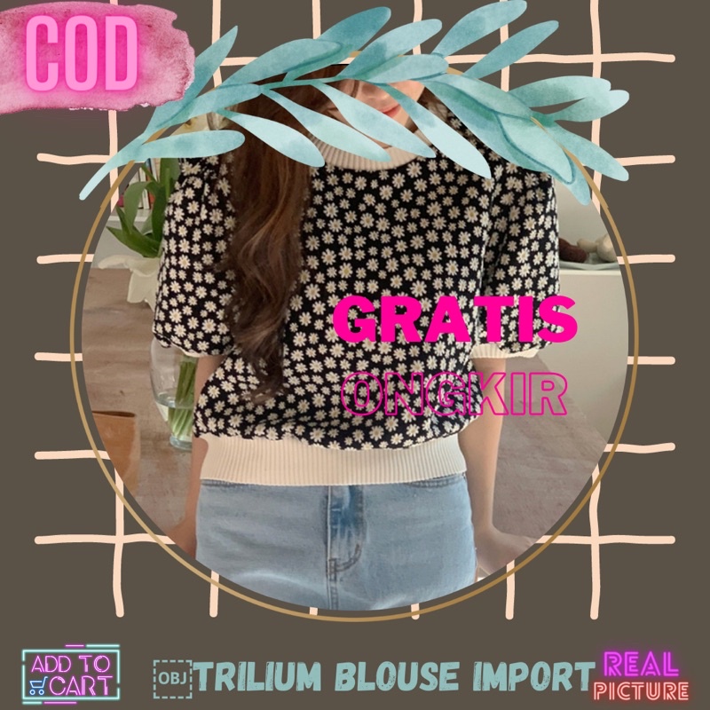 Trilium Blouse Import Crop 840#* outfit korean style wanita fashion muslim/korean blouse import/fasi