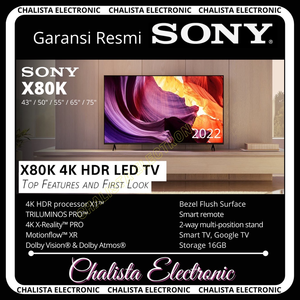 Jual Sony Bravia KD-55X80K 55 Inch UHD 4K Smart Google TV LED 55X80K ...