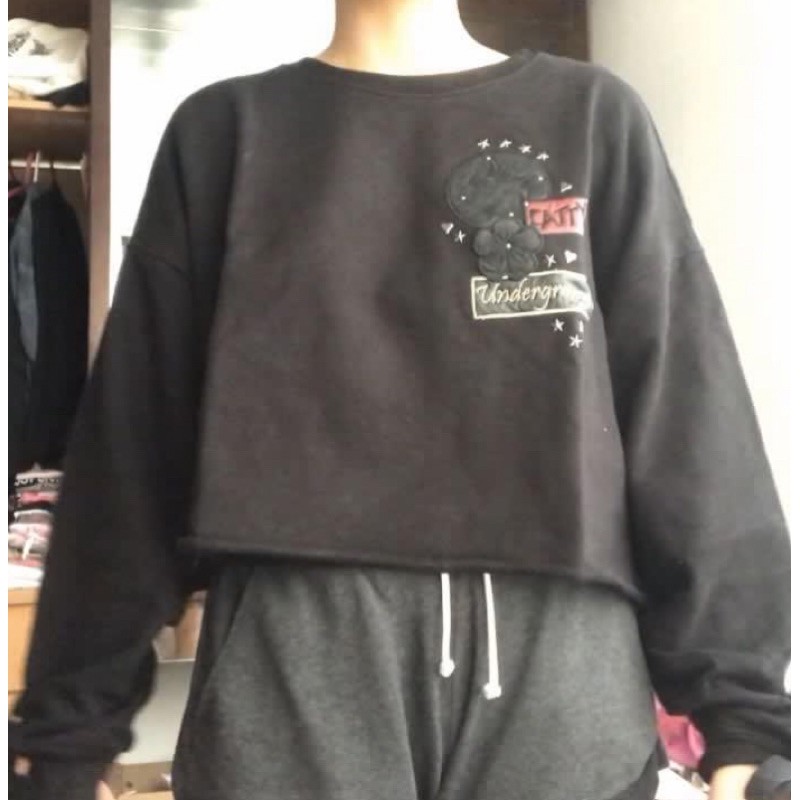 Sweater Oversized Hitam Branded Second Bershka