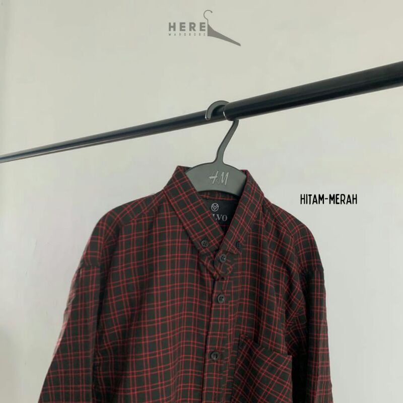 Kemeja Flanel Unisex Hitam-Merah
