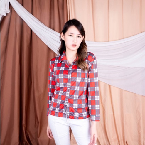 SF - Kemeja Guilen Oversize Shirt / Guilen Oversize Shirt | Bahan Katun Kotak Yandeth Fit XL-KOTAK MAROON SPANDEX