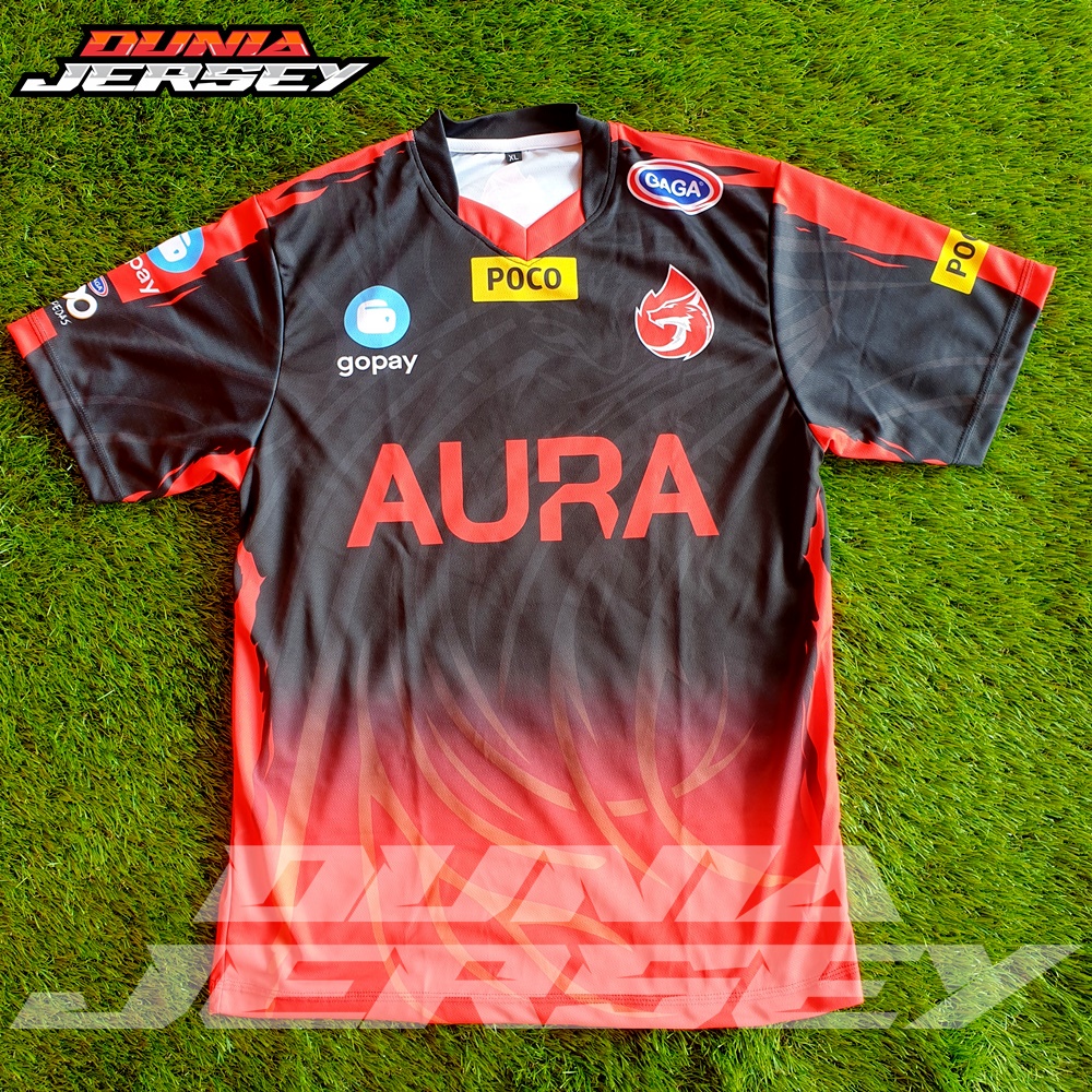Jersey Kaos Baju Gaming AURA FIRE NEW, FREEFIRE,PUBG,MLBB, free nick NAME / BISA COD Kaos Jersey Gam