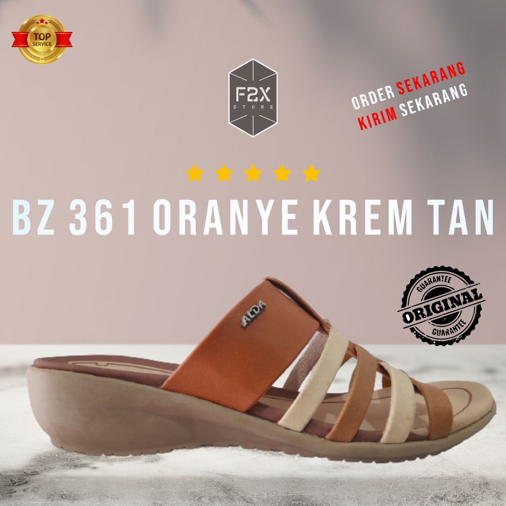 SANDAL WANITA / SENDAL WANITA SLOP FLAT TRENDY MURAH RINDI BZ 361 ORANYE KREM TAN ORIGINAL