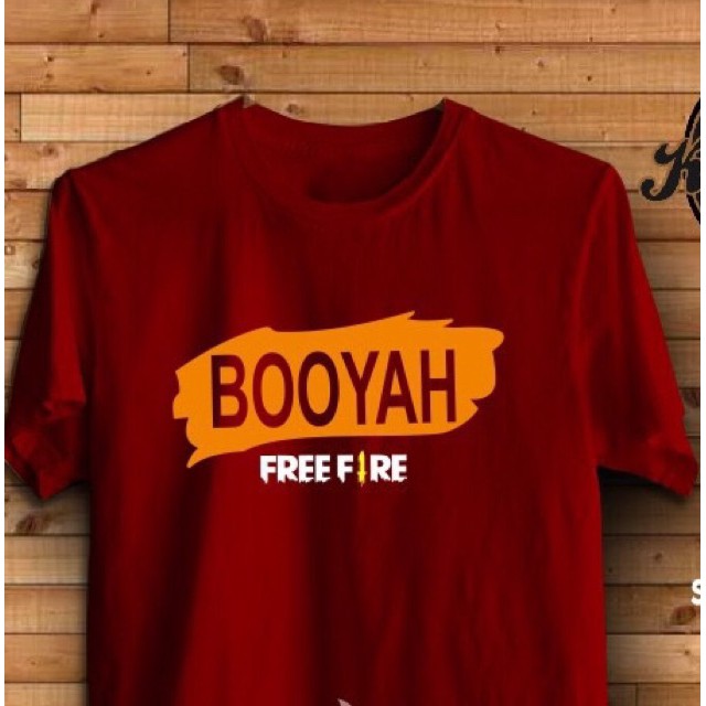 KAOS BAJU TSHIRT  COMBED 30S BOOYAH FREFIRE MAROON