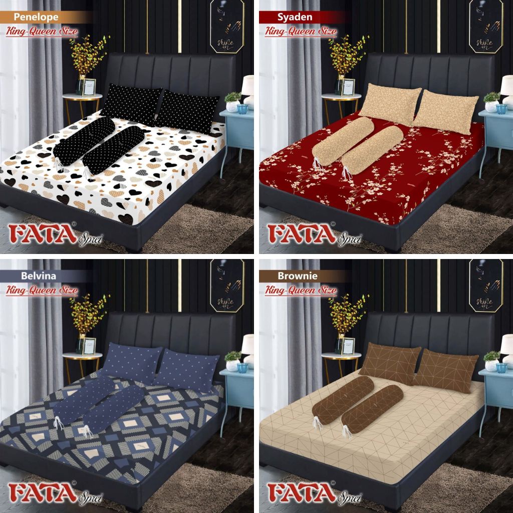 RC Fata Sprei Queen 160x200cm Minimalis Bunga Motif Azmi Cecilia Sammira Panama Zoya Harga Terjangka