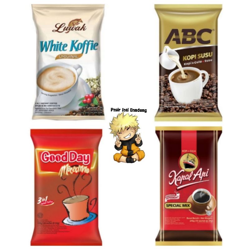 

Aneka Kopi Favorit Kapal Api/Good Day/ABC/Luwak isi 10 sachet