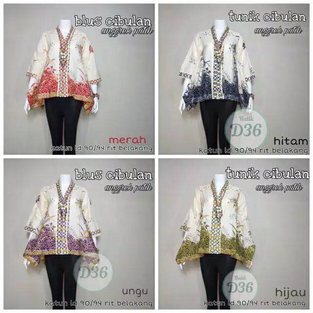 BLUS CIBULAN ANGGREK PUTIH BLUS BATIK JUMBO BLOUSE BATIK CANTIK SERAGAM BATIK KERJA BATIK KARTINI