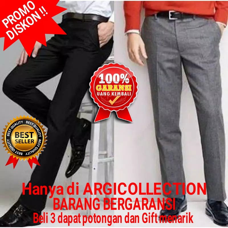 CELANA KANTOR | KERJA | FORMAL | BAHAN | PANJANG | HITAM PRIA SLIMFIT | MURAH