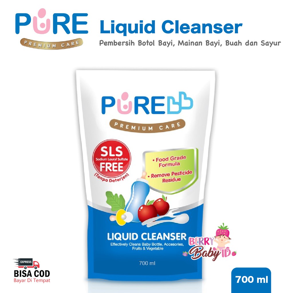 PureBB Liquid Cleanser 700 Ml Cairan Pencuci Botol Sayur Buah Pure BB Berry Mart