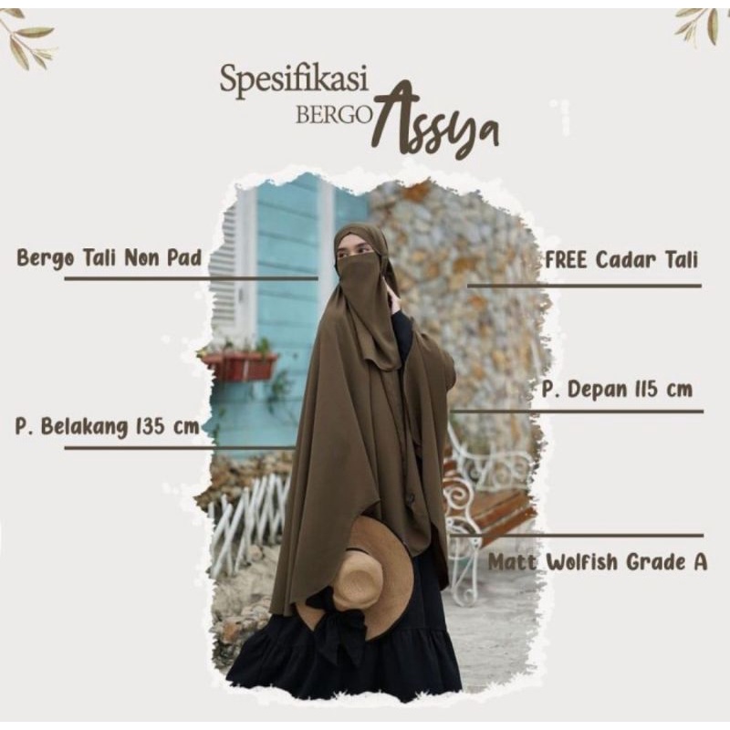 Khimar Assya Jumbo /Bergo Tali Jumbo By Azda Original (Seller Resmi)