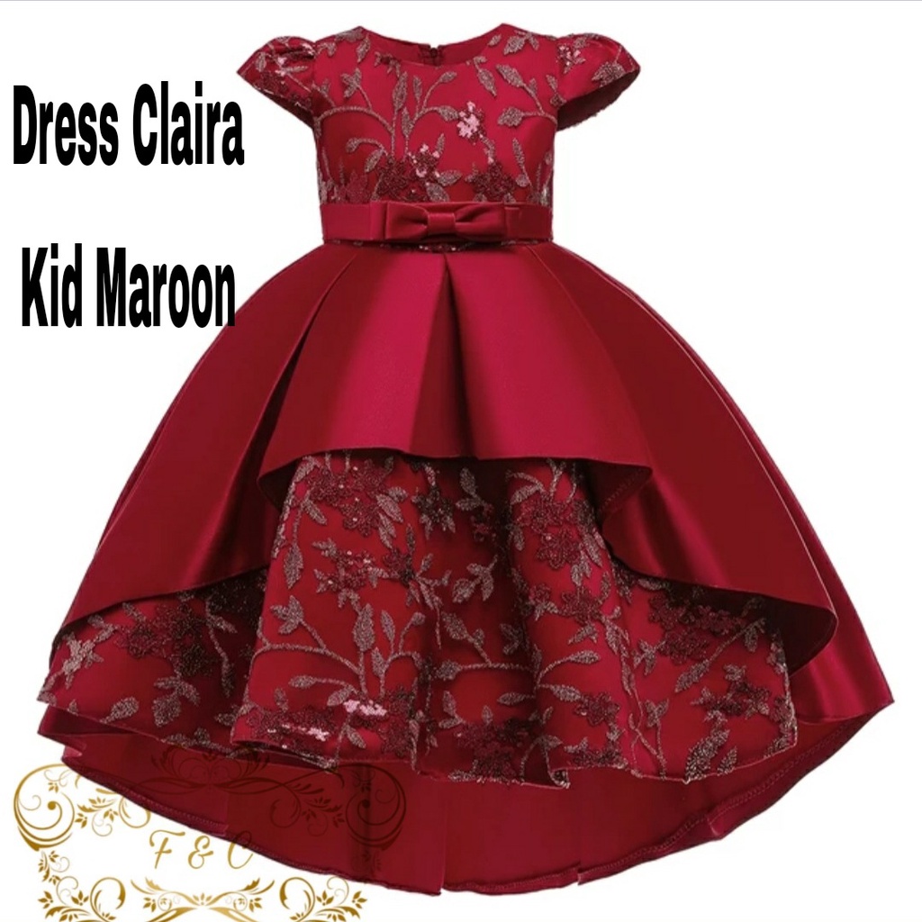 DRESS CLAIRA ANAK KID MUTIARA, TILE MOSCREPE, DRESS MAXY, 5 UKURAN