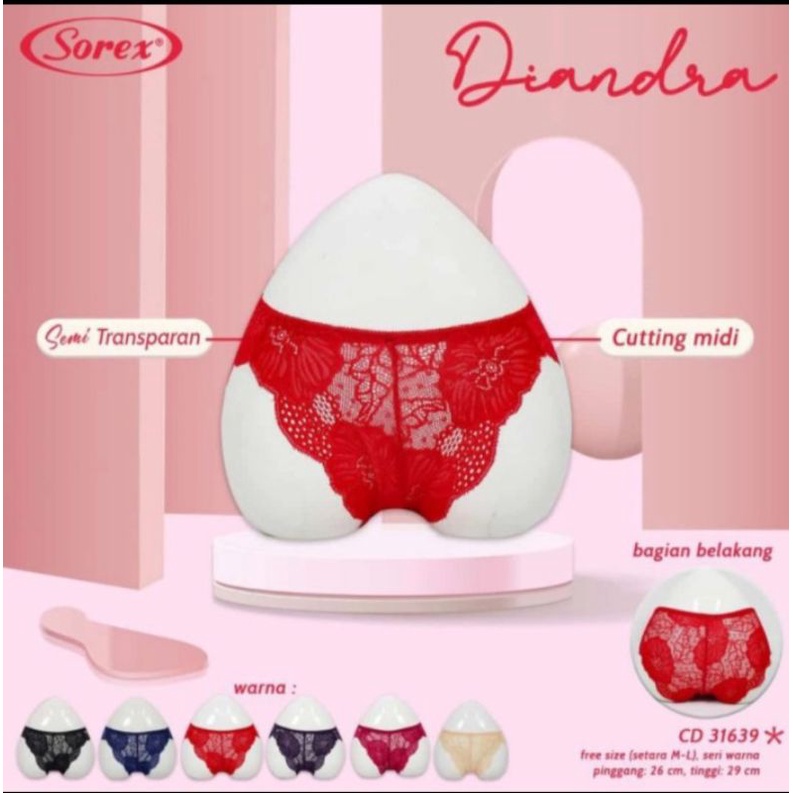 Celana dalam wanita Sorex 31639 renda semi transparan