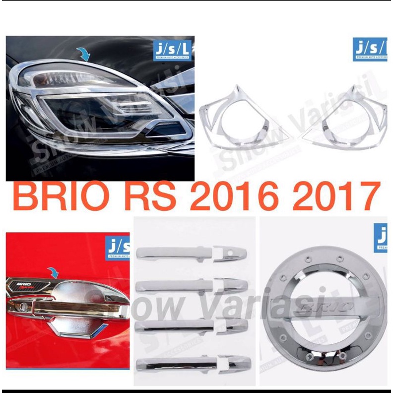 Paket garnish depan belakang outer handle tank cover brio RS 2016 2017 jsl hitam chrome