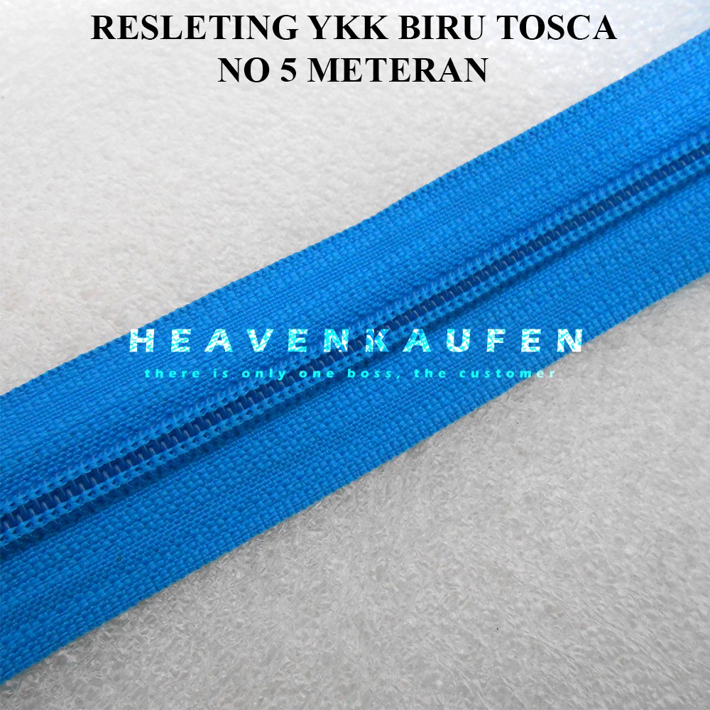 Resleting Zipper Biru Tosca/Toska YKK No 5 Meteran