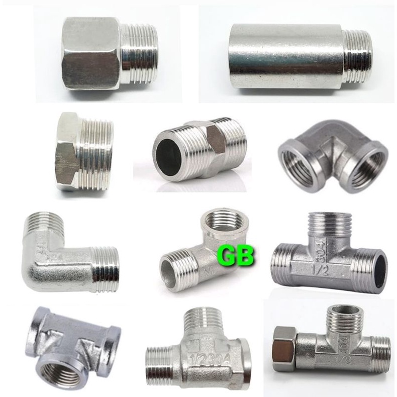 Sock sambungan elbow L knee keni Double neple tee shower dobel nepel drat flugring luar drat dalam