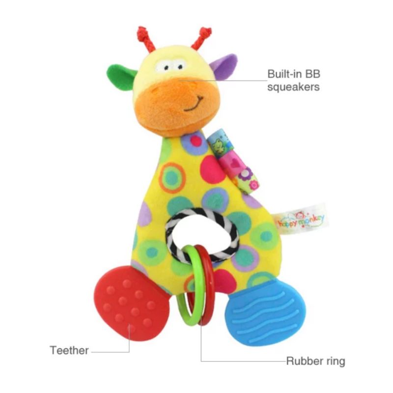 Mainan Boneka Bayi Rattle Teether Jerapah Lucu