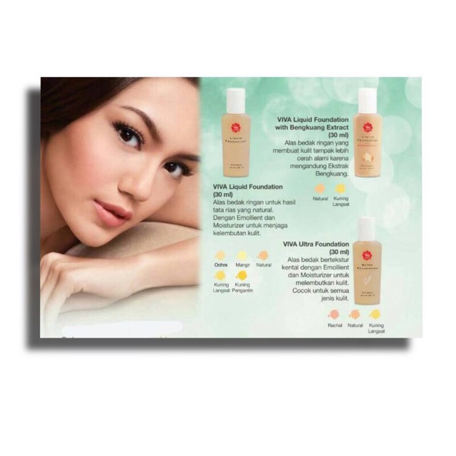 `ღ´ PHINKL `ღ´ 【v】【i】【v】【a】 Viva foundation cair liquid with bengkuang alas bedak lembut hasil  natural ringan sehari hari