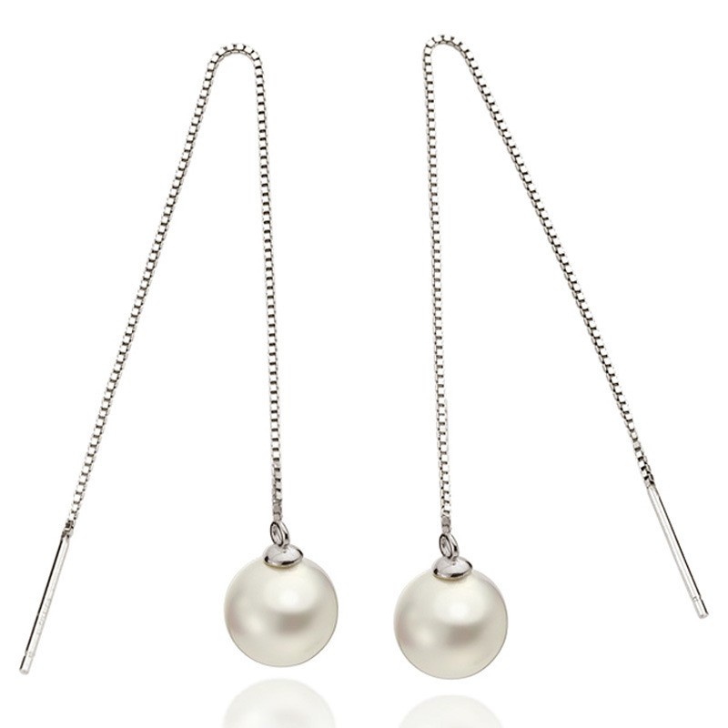 925 Perak Anting-Anting Wanita Gaya Korea Mutiara Merah Batu Akik Hitam Ornamen Bunga-C