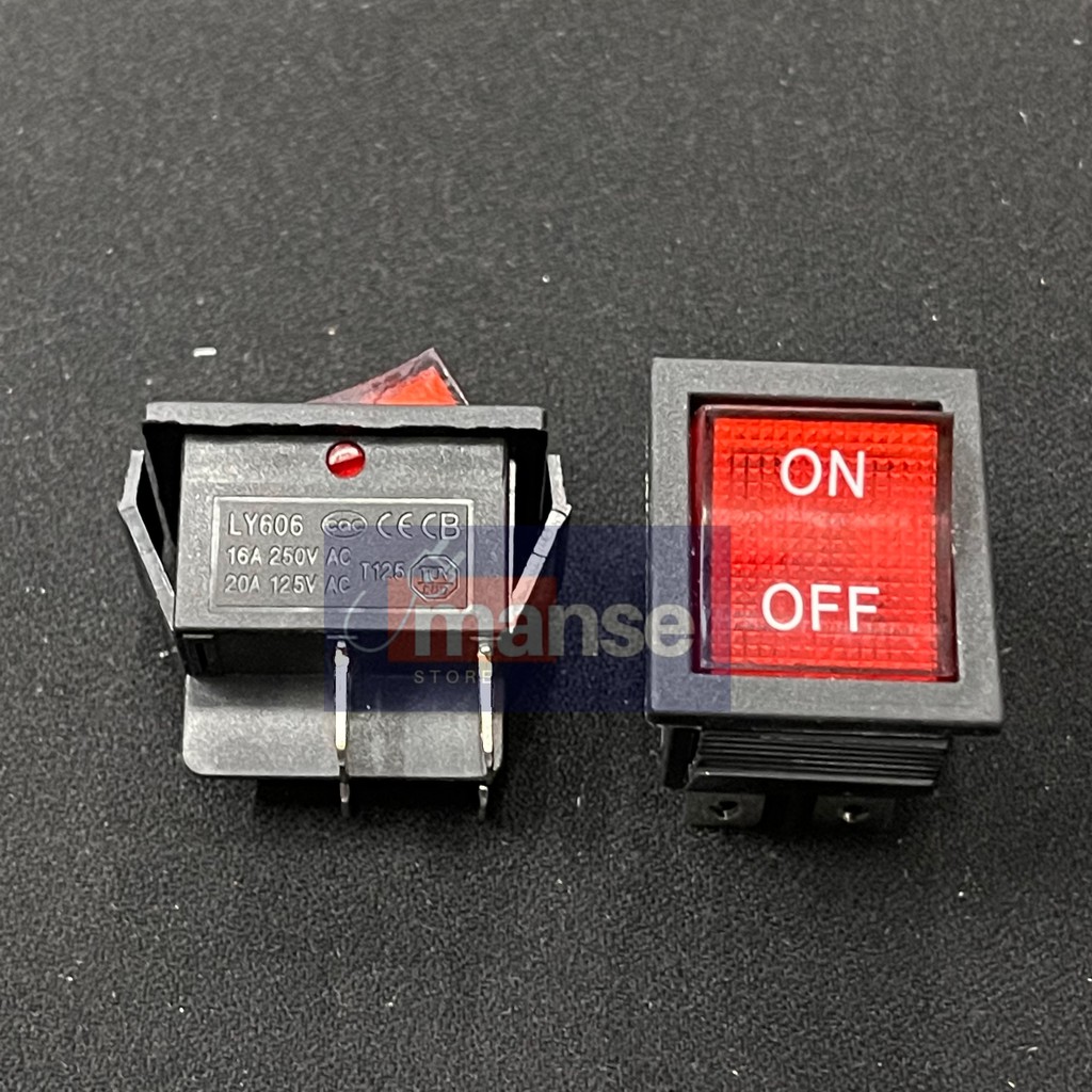 Saklar 4 Kaki On Off Lampu Merah / Switch 4 pin Besar (Kualitas Bagus)
