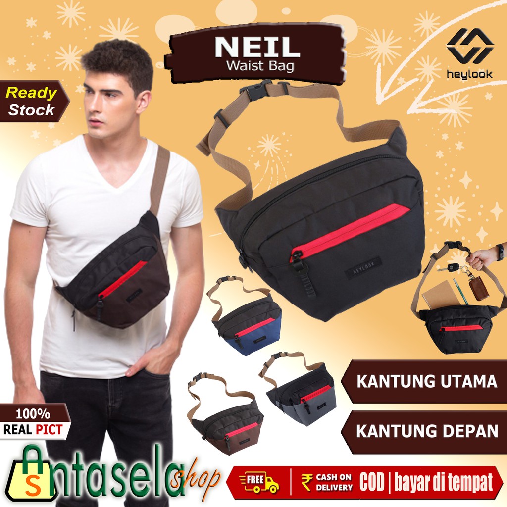 Tas Selempang Gadget Pria Waistbag Outdoor Cowok Tas Pinggang Waist Bag Sporty Pria Wanita - WB NEIL