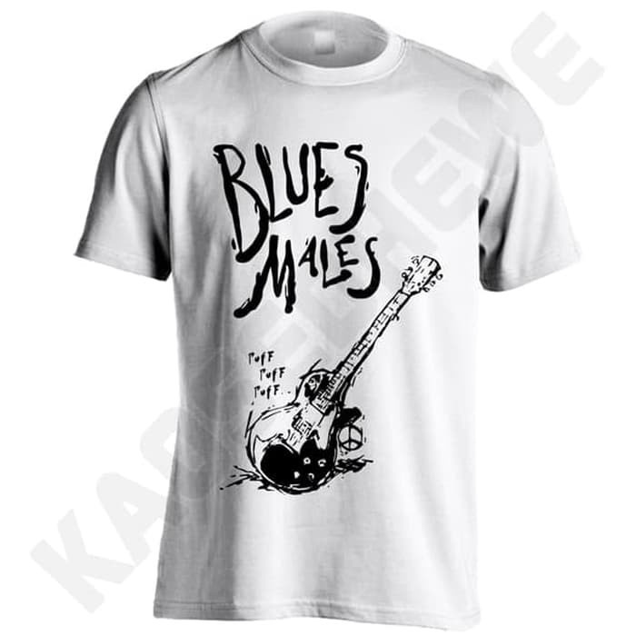 KAOS SLANK BLUES MALES - 01 - LEGGA - PUTIH UKURAN S-XXL