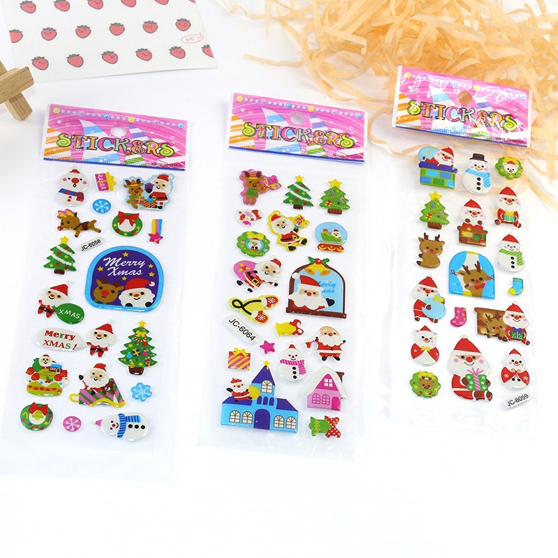 20pcs Stiker Bubble Santa Claus 3D Gaya Klasik Untuk Dekorasi Natal