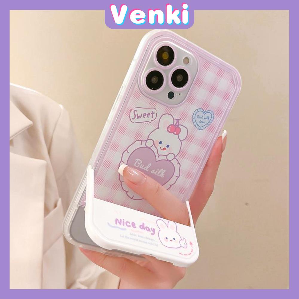 iPhone Case Acrylic Invisible Folding Stand Silicone Soft Case Shockproof Camera Cover Rabbit Cute Cartoon Compatible For iPhone 11 Pro Max 13 Pro Max 12 Pro Max 7Plus xr XS Max