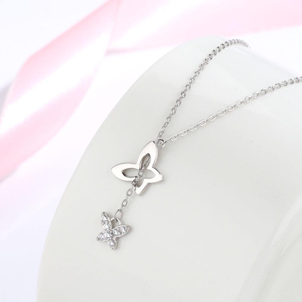 Kalung Choker Rantai Klavikula Desain Kupu-Kupu Bahan Alloy Zircon Warna-Warni Untuk Wanita