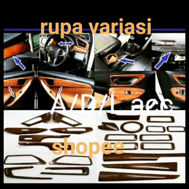 panel kayu wood interior dashboard toyota innva inova reborn 2016 sampai 2021 tipe G &amp; V tempel 2017 2018 2019 2020